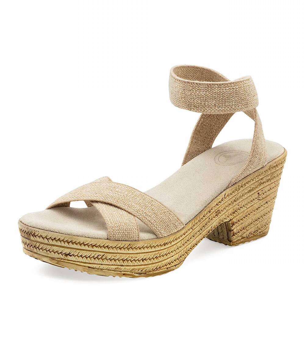 NEW CHARLESTON SHOE CO. women's angela ankle wrap sandals in beige